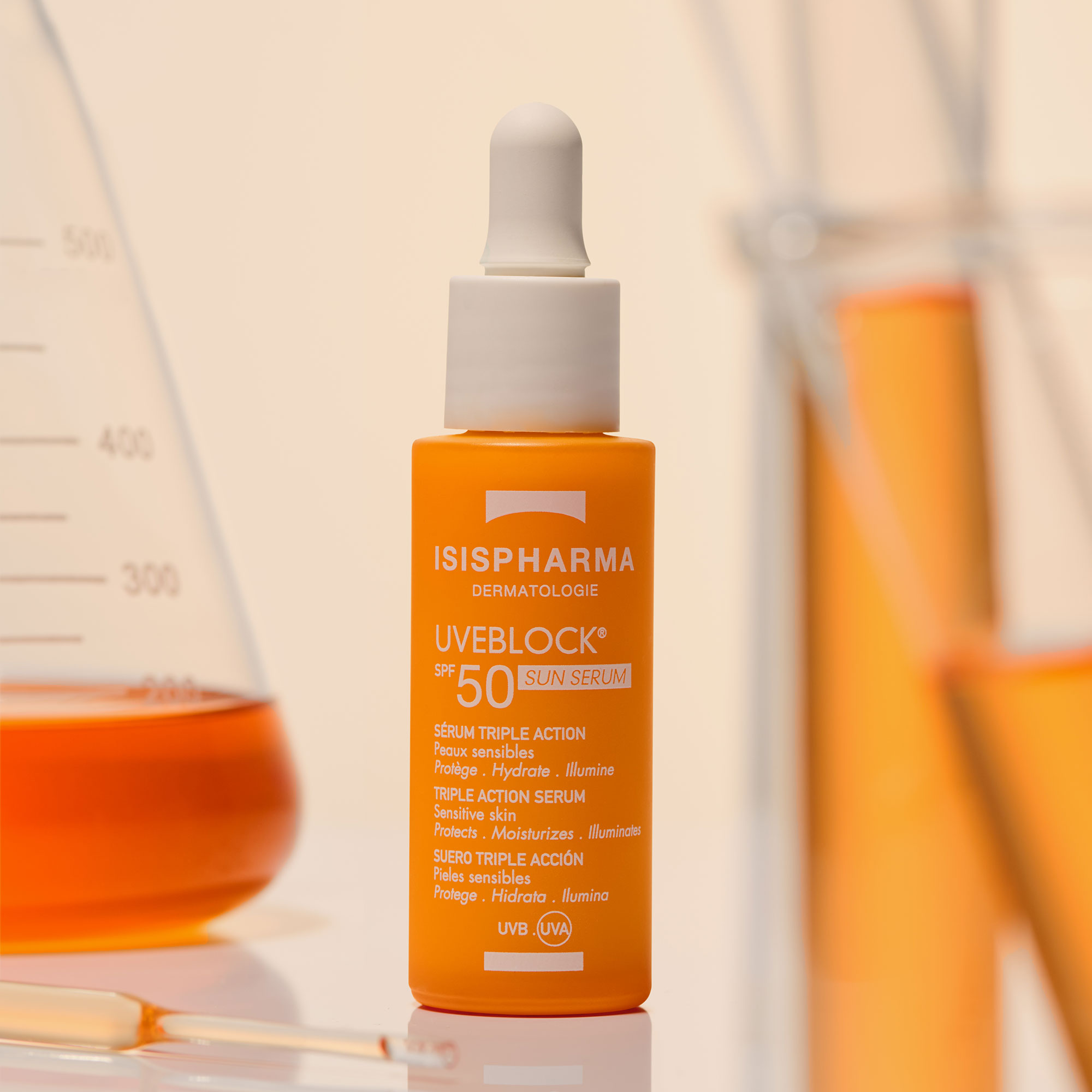 UVEBLOCK Sun Serum SPF 50 Сыворотка солнцезащитная увлажняющая с эффектом сияния 28 мл